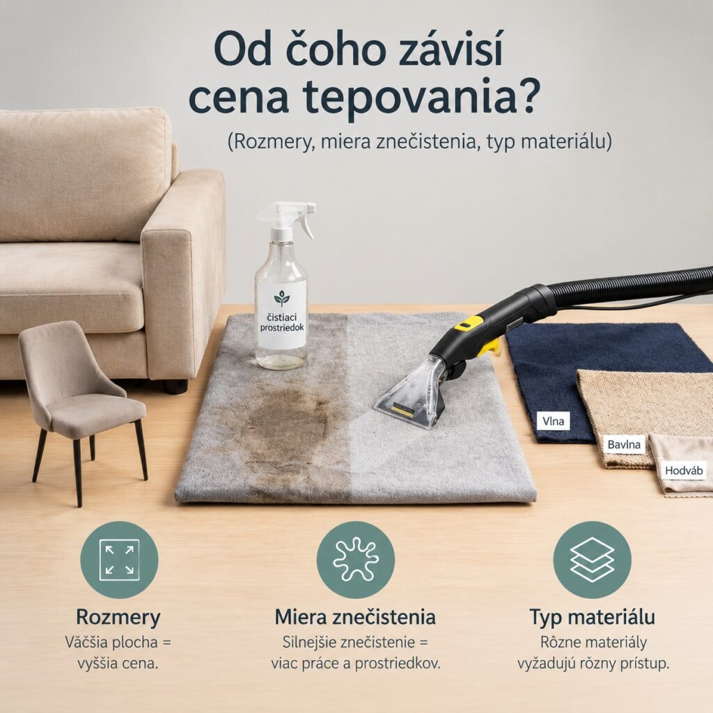 Od čoho závisí cena tepovania? Rozmery, špina, materiál